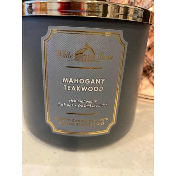 Bath & Body Works “Mahogany Teakwood” New 3 Wick Candle - Picture 4 of 5